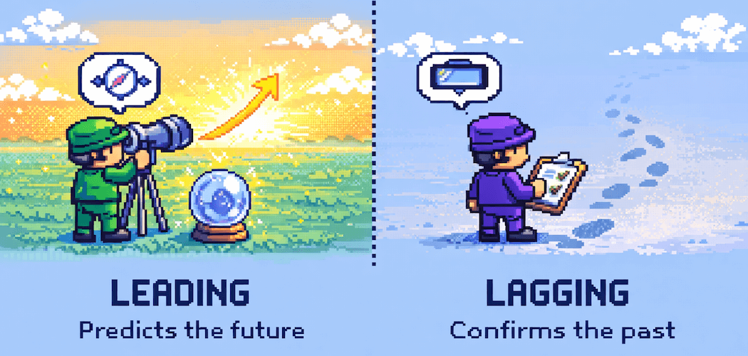 Leading indicators predict the future while lagging indicators confirm the past