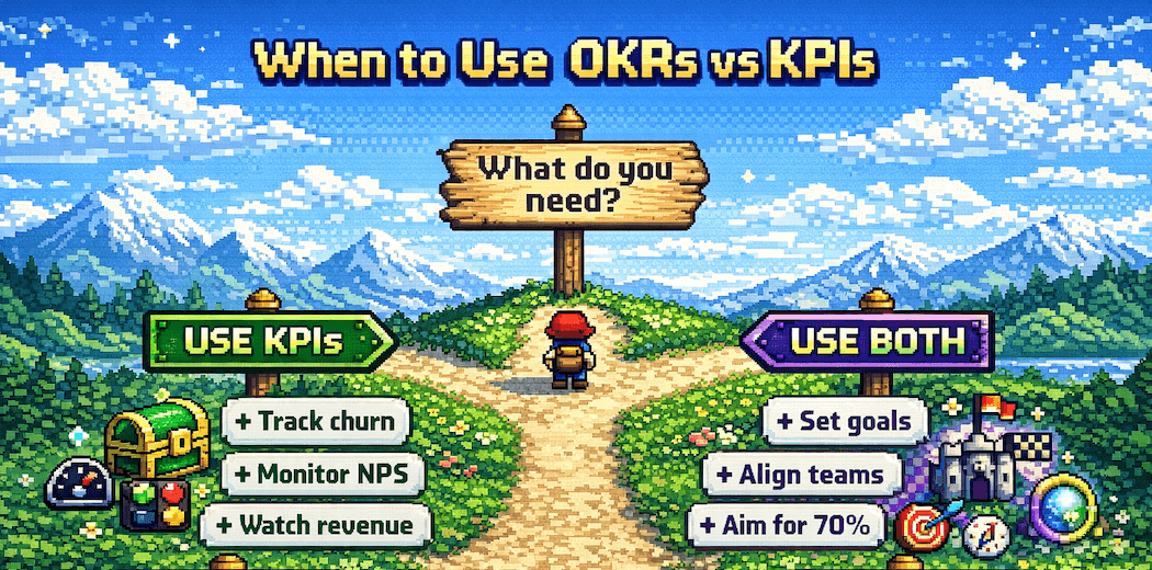 Decision flowchart: When to use OKRs vs KPIs