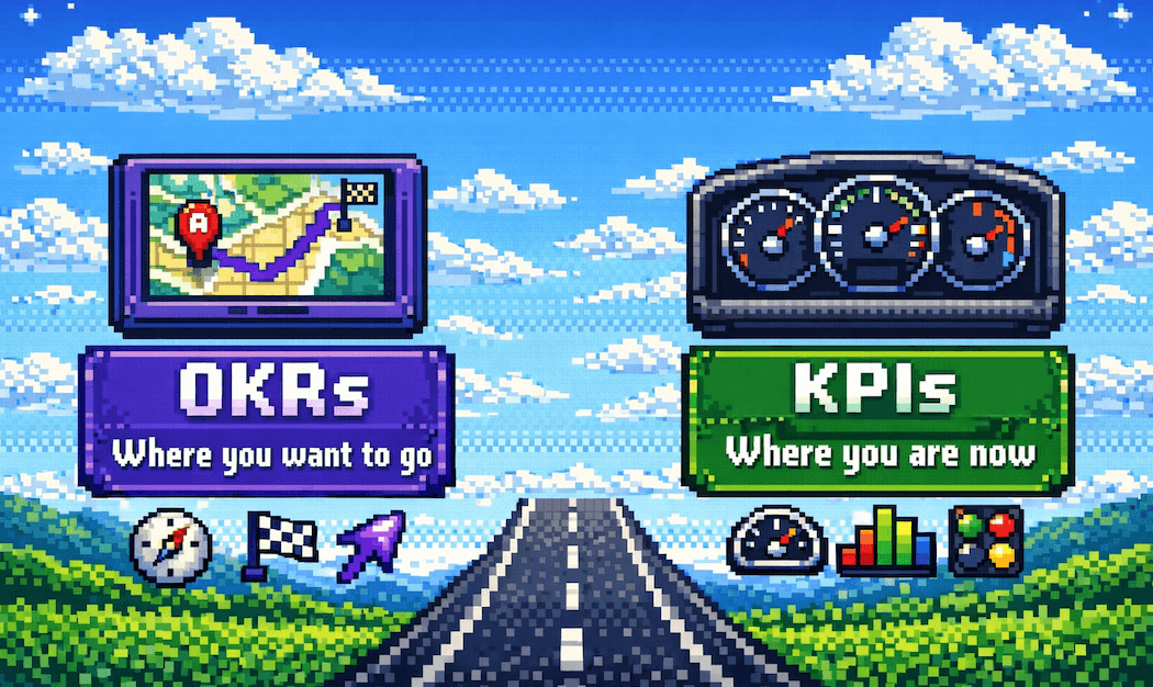 OKRs vs KPIs analogy: GPS for direction vs Dashboard for monitoring