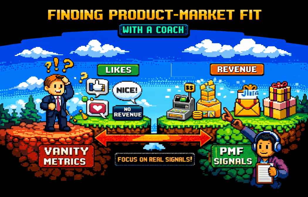 Comparison of real product-market fit signals versus vanity metrics