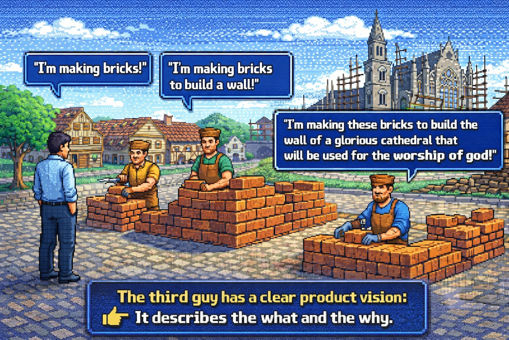 Vision-Based Product Strategy Brick Maker analogy illustration